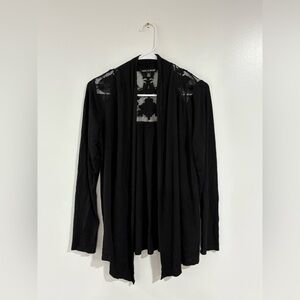 Cable & Gauge Black Cardigan with Lace Accents